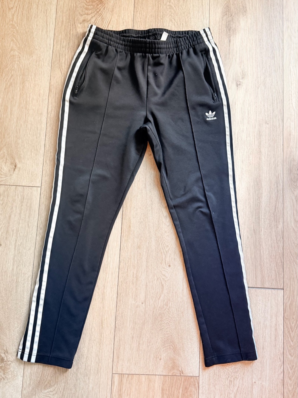 adidas Black Joggers with White Side Stripes
